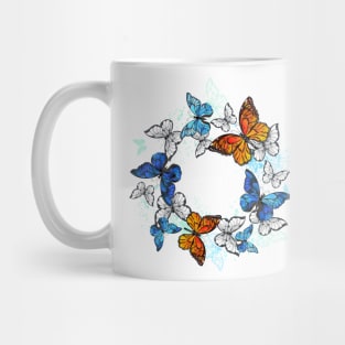 Round Frame with Monarchs and Morpho Mug